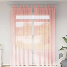 vidaXL Perdele Voile cu buzunare pentru bare 2 buc Roz