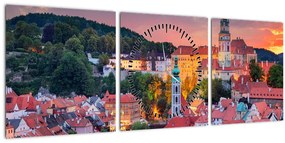 Tablou - Český Krumlov (cu ceas) (90x30 cm)