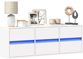 vidaXL Comodă TV de perete cu lumini LED, alb, 130x31x45 cm