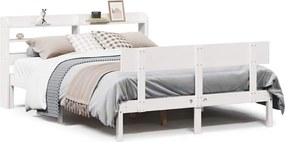 vidaXL Cadru de pat fără saltea, alb, 120x200 cm, lemn masiv pin