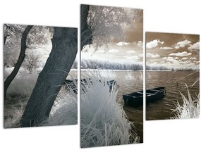 Tablou cu barca pe lac (90x60 cm)