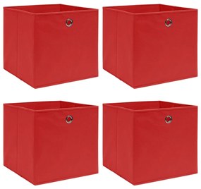 vidaXL Cutii depozitare, 4 buc, textil, 32x32x32 cm, roșu