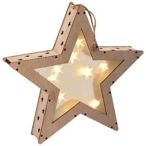 Stea de Crăciun din lemn cu efect 3D, 8 LED-uri