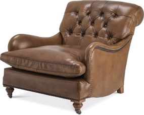 Fotoliu clasic design LUX Caledonian piele tobacco