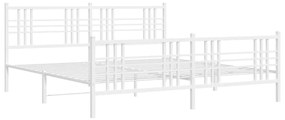 376395 vidaXL Cadru de pat metalic cu tăblie de cap/picioare, alb, 180x200 cm