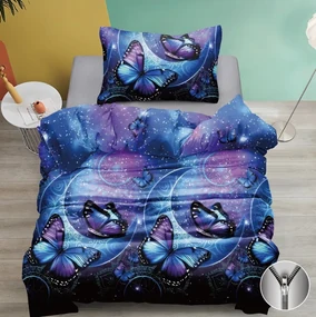 Lenjerie de pat din bumbac FLUTURI PE LUNA albastru Dimensiune lenjerie de pat: 70 x 90 cm | 140 x 200 cm