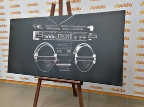 Tablou disco radio din anii 90 în design alb-negru