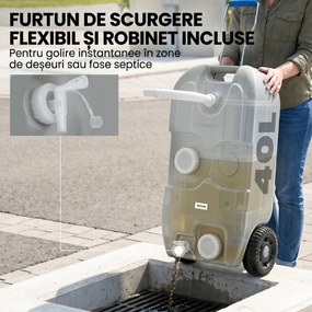 Rezervor Outsunny 40L Camping Robinet Roți | Aosom Romania