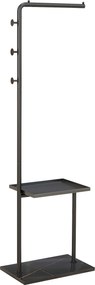 HOMCOM Cuier de Podea în Formă de C cu 3 Cârlige, Bază din piatră și Picioare Antiderapante, 45x28x148 cm, Negru | Aosom Romania