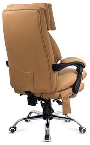 Scaun de birou cu masaj și încălzire din piele ecologică OFF 414 bej