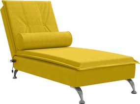 vidaXL Șezlong de masaj cu suport sprijin, galben, catifea