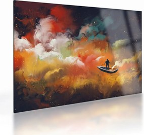 Tablou pe sticlă - Om navigând prin spațiu (70x50 cm)