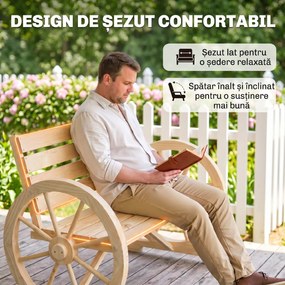 Outsunny Banca Country Fonta 127×60×85 cm – 2‑locuri cu Cotiere Rotative Neagra | Aosom Romania