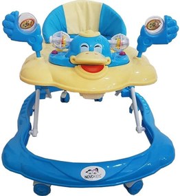 Premergator Reglabil in 3 Trepte NOVOKIDS™ Happy Duck , Ratusca, Pliabil, 8 Roti, Cu Melodii, Albastru