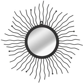 Oglinda de perete, negru, 60 cm, raze de soare 1, 60 cm