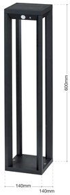 Stalp LED solar iluminat exterior cu senzor de miscare IP65 VOLTA