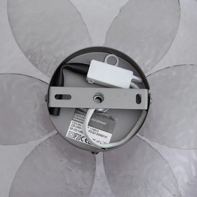 Plafonieră de design argintie cu sticlă fumurie striată - Kemner