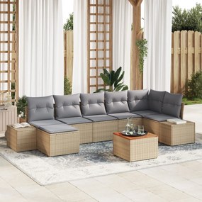 vidaXL Set de canapele de grădină 8 piese cu Perne Bej din Polyratan Acacia