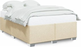 vidaXL Cadru de pat fără saltea, crem, 140x200 cm, textil