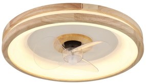 Lustra LED cu ventilator si telecomanda GATIAN lemn