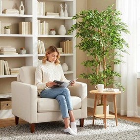 HOMCOM Plantă artificială Ficus Banyan din PEVA și lemn, cu ramuri flexibile și ghiveci din PP și ciment | Aosom Romania