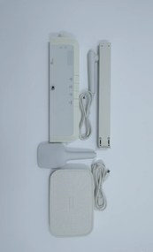 Coloană de duș termostat, afișaj digital, lumină LED ambientală, 4 funcții, butoane ca de pian, cap duș dreptunghiular, efect de ploaie, înălțime reglabilă, montare pe perete, Alb