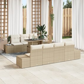 vidaXL Set de canapele de grădină cu 8 piese și perne bej din rattan sintetic