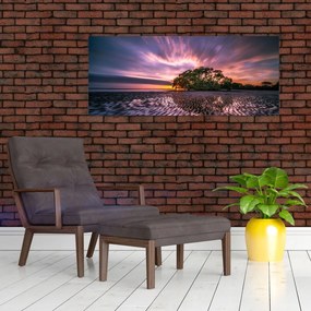 Tablou cu plajă în apus de soare (120x50 cm)