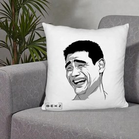 Perna Decorativa Yao Ming Meme, 40x40 cm, Alb Pufos, Husa Detasabila, Perna Inclusa, BEKZ®