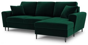 Coltar extensibil Moghan, colt pe partea dreapta cu picioare din metal negru, verde inchis