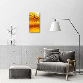 Ceas de perete din sticla vertical Art val linii galbene