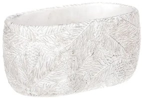Mască de ghiveci ovală cu motiv de Crăciun, alb-argintiu, 21 x 11 x 12 cm