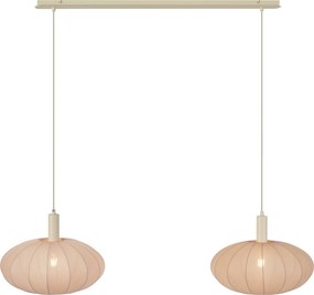 Lampă suspendată Japandi bej cu abajur din material textil cu 2 lumini - Bida
