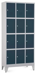 Dulap metalic - 12 cutii, 90 x 40 x 196,5 cm, picioare reglabile, încuietoare cilindrică, antracit - ral 7016