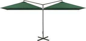 vidaXL Umbrelă de soare dublă cu stâlp din oțel, verde, 600x300 cm