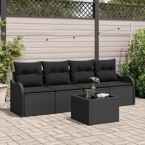 Set canapele grădină 5 piese cu perne negru poliratan