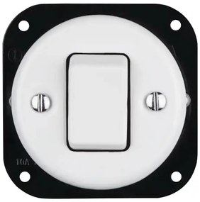 Bohemia-Design - Întrerupător retro simplu din porțelan, fără ramă, nr. 7, alb