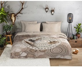 Lenjerie de pat maro din flanelă pentru pat de o persoană 140x200 cm Ringhda – HIP