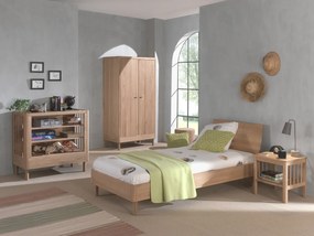 Set Complet Mobilier Camera Bebelusi Forrest Oak, Pat 90x200 cm, Dulap cu 2 Uși, Noptieră și Masă de înfășat, din Lemn de Stejar, Natur – Vipack