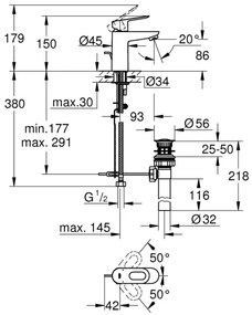 GROHE BAULOOP - baterie pentru lavoar, crom lucios 32814000