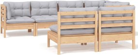 vidaXL Set mobilier grădină cu perne gri, 7 piese, lemn masiv de pin