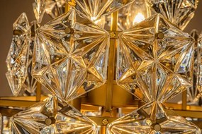 Lampă de masă din metal, auriu, cu cristale hexagonale din sticlă și bază neagră, 85 x 46 cm, „Delhi”