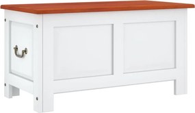 vidaXL Cufăr de depozitare cu capac, maro și alb, lemn masiv de acacia