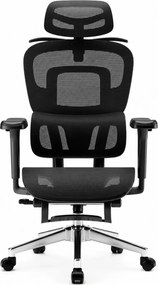 RESIGILAT- SIENA E15 Executive – Scaun Ergonomic cu Suport Lombar Reglabil pe Înălțime, Tetieră Reglabilă, Cotiere 3D, Șezut Extensibil, Reclinare 135°, Umeraș Integrat, Suport pentru Picioare și Bază Metalică, Mesh, Negru