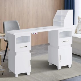 MANIA201 - Masuta manichiura, 120 cm, cu aspirator incorporat, masa cosmetica - Alba