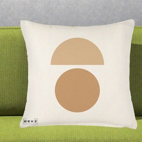 Perna Decorativa Geometric Minimalist Auriu, 40x40 cm, Crem Reliefat, Husa Detasabila, Perna Inclusa, BEKZ®