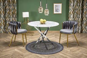 Masa rotunda Raymond 3 marmura alba/argintiu ø100/h73 cm