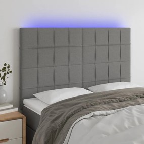 3122423 vidaXL Tăblie de pat cu LED, gri închis, 144x5x118/128 cm, textil