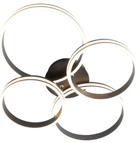 Plafoniera neagră inclusiv LED cu dimmer în 3 trepte 4 lumini - Navara
