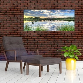 Tablou cu lac și trestie (120x50 cm)